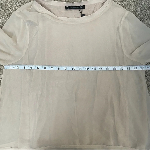 NWT! Zara Woman Sz  L Neutral Long Sleeve Blouse Top - Picture 11 of 14